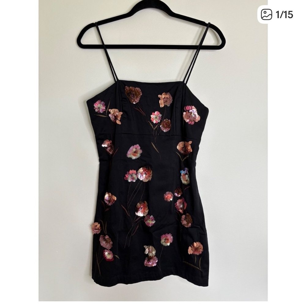 NWT Anthropologie Maeve The Brynne 3D Spaghetti-Strap Dress Sz 4‎ Floral Sequins